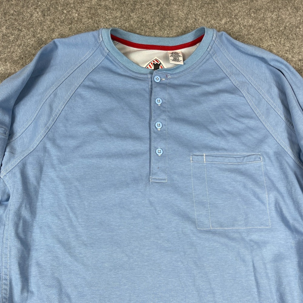 Bulwark FR Flame Resistant Shirt Mens XL Blue Henley Long Sleeve Workwewar